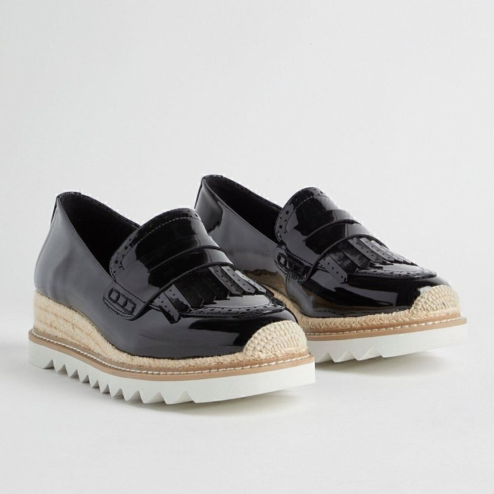 Torrid Black Patent Espadrille Oxford‎ Loafers Shoes 9 WW